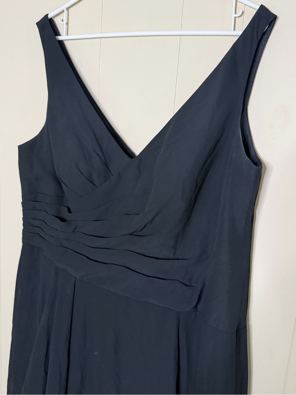 Azazie Black V-Neck Pleated Waist Dress